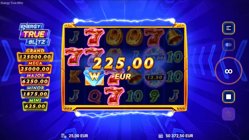 Energy True Blitz - panalo sa mga nakolektang Cash-simbolo