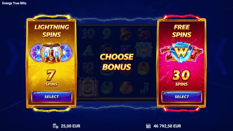 Energy True Blitz - pagpili ng variant ng Lightning Spins
