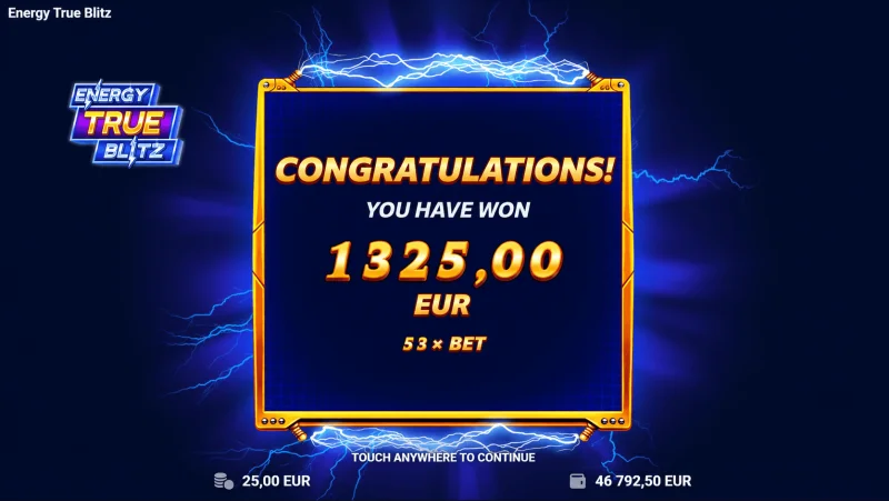 Energy True Blitz - malaking kabuuang panalo sa round